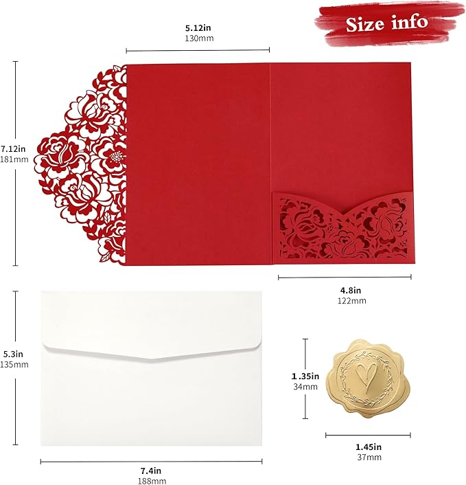 DORIS HOME 50pcs Laser Cut Quinceanera Invitation Pockets - Image 2