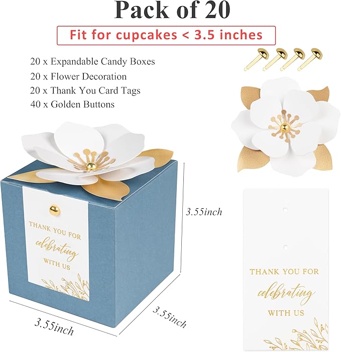 FEIYI 20 PCS Dusty Blue Gift Boxes, 3 In 1 Favor Boxes - Image 2