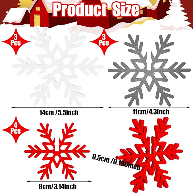 Qunclay 20 Pcs Wooden Snowflake Decorations 3D Snowflake Tabletop Decor - Image 2