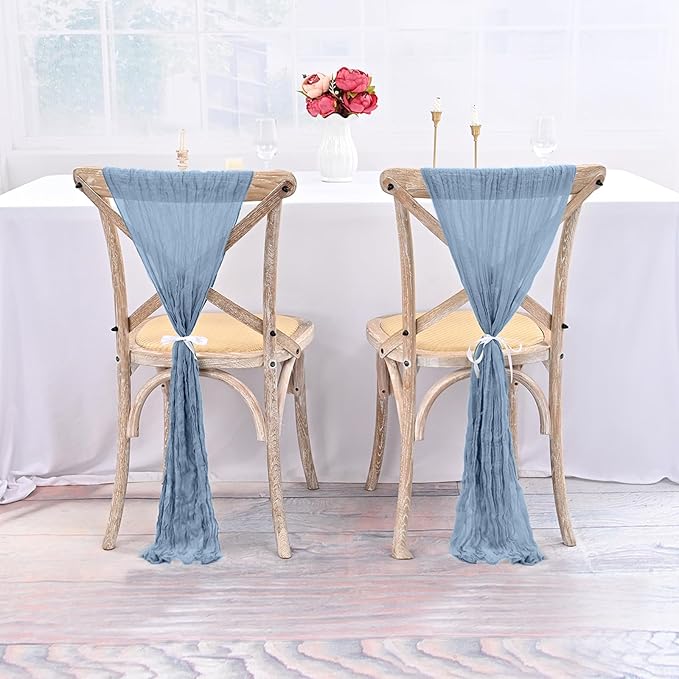 50 PCS Cheesecloth Chair Sashes Bows Wedding Aisle Decorations Chair Ribbon - Image 4