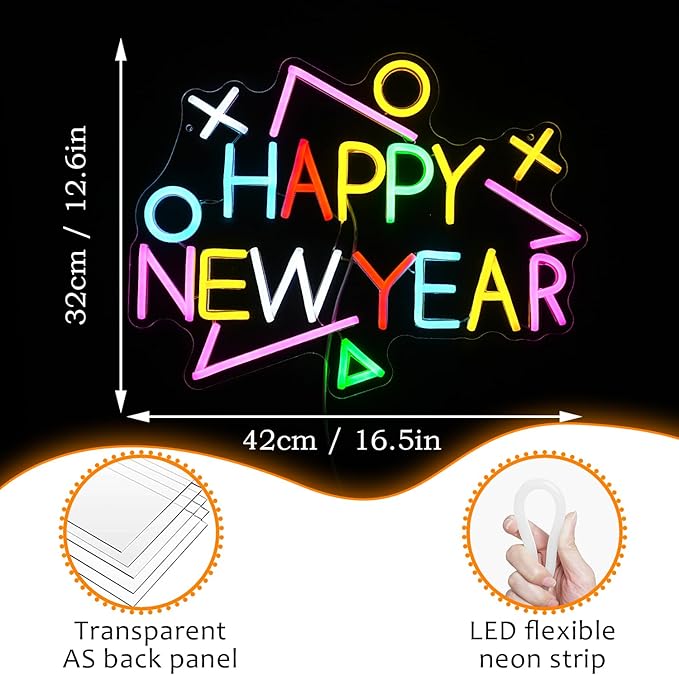 Happy New Year Neon Sign Exquisite And Beautiful New Year LED Light Up Sign - Image 4