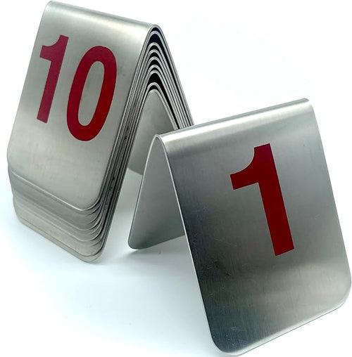 10 Pcs Metal Place Cards Stackable Tent Style Table Numbers，Place Card Holders by TRUEWON