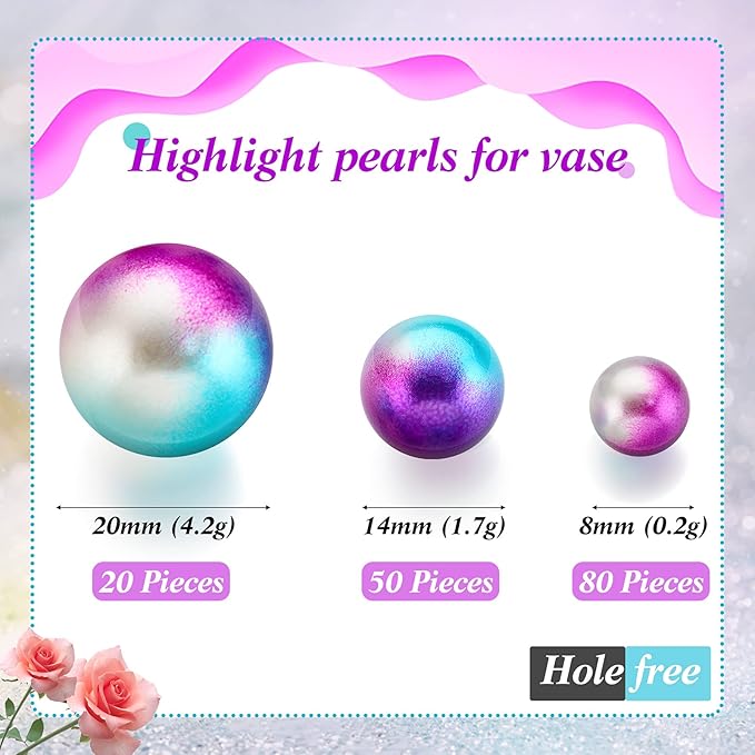 150 Pieces Vase Filler Faux Pearls Vase Makeup Beads No Hole Gloss Bead Mixed - Image 2