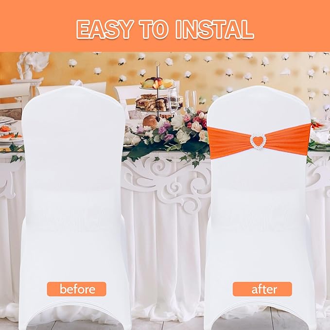 Howhic Pack of 120 Spandex Chair Sashes Bows Stretch Chair Cover Band - Image 4