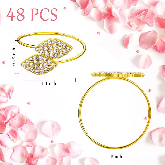 Hotop 500 Pcs Napkin Rings Gold Table Decorations, Elegant Bling Leaves Napkin - Image 6