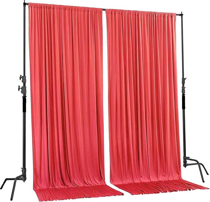 AK TRADING CO. 10 feet x 10 feet Coral IFR Polyester Backdrop Drapes Curtains - Image 2