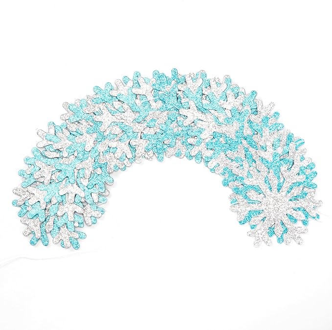 Snowflake-Snow Teal-Silver Christmas Party-Decoration Garland - 52ft Turquoise - Image 3