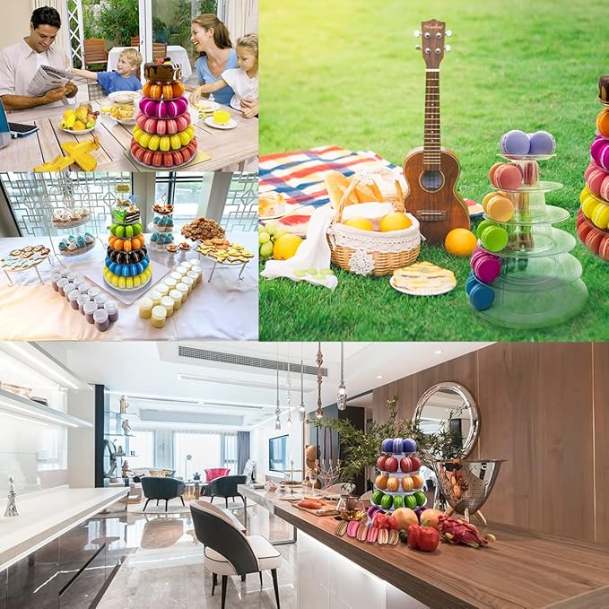 6 Tiers Macaroon Tower Stand, Round Macaron Tower Cake Display Rack Plastic - Image 6