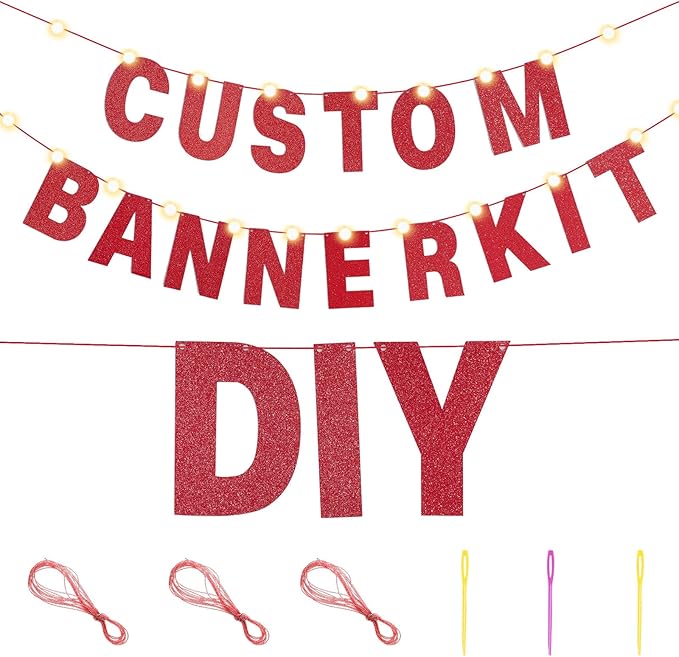 TaoBary 112 Pcs DIY Letter Kit Glitter Customizable Banner Letters Include 107 - Image 3