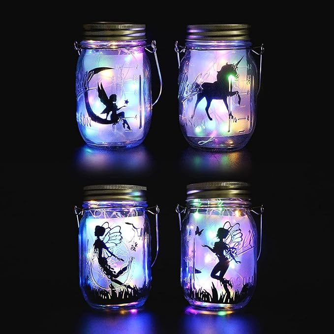 8 Pack Solar Outdoor Fairy Star Firefly Jar Lids Lights, Solar Fairy String - Image 5