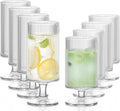 INSETLAN Set of 8 Ribbed Glass Goblets–4 Goblets Glassware 12oz, 4 Short Stem by INSETLAN
