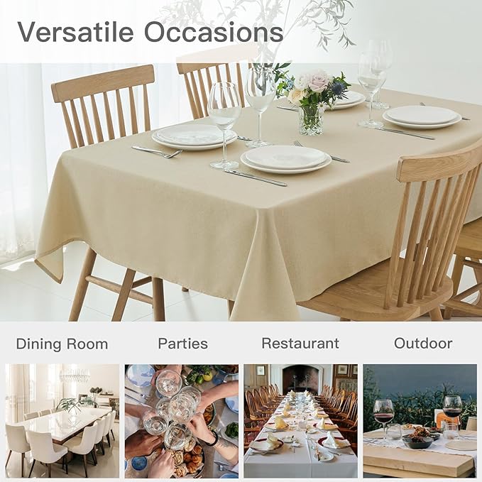 maxmill Rectangular Tablecloth Linen Texture Stain Proof Waterproof Wrinkle - Image 9