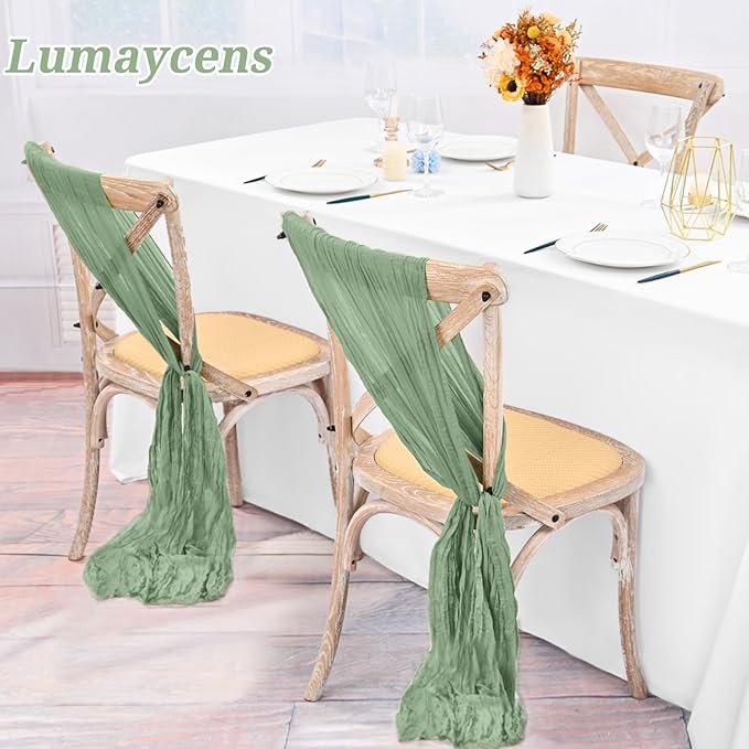 50 PCS Cheesecloth Chair Sashes Bows Wedding Aisle Decorations Chair Ribbon - Image 5