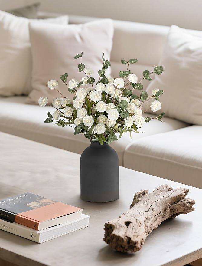 BLOSMON Fake Flowers in Vase for Centerpieces: Metal Vase - Image 9