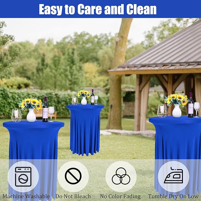 6 Pack Round Cocktail Tablecloth 32"x 43" Spandex Cocktail Table Skirt - Image 4