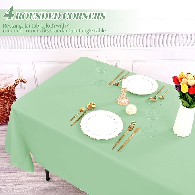 12 Pack 60 x 126 Inch Rectangle Tablecloth Sage Green Polyester Tablecloth - Image 4
