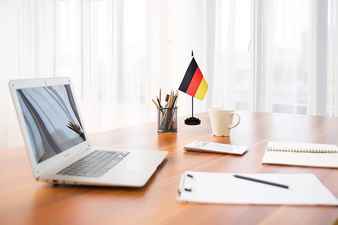 Germany German Deluxe Desk Flag Set, Small Mini Miniature Germany German Table - Image 4