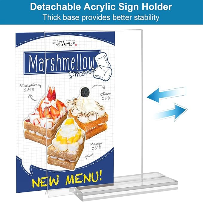 Acrylic Sign Holder 4x6 Inches 24 Pack, Double Sided Clear Display Stand Table - Image 4