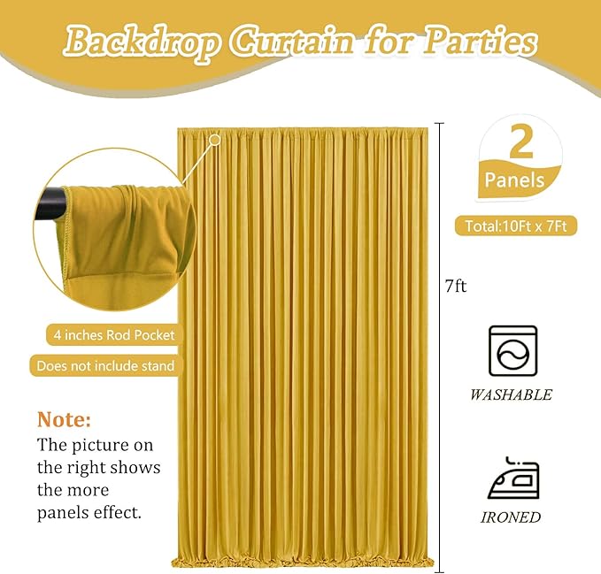 10 x 7 Feet Gold Backdrop Curtain - Image 2