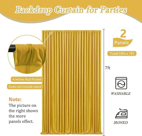 10 x 7 Feet Gold Backdrop Curtain - Image 2