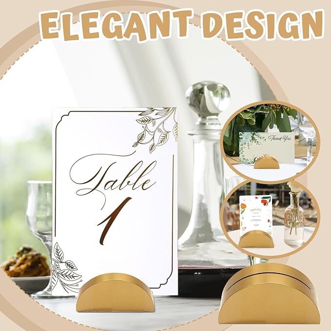 24 Pcs-6cm Table Number Stands, Wooden Semicircular Base - Image 3