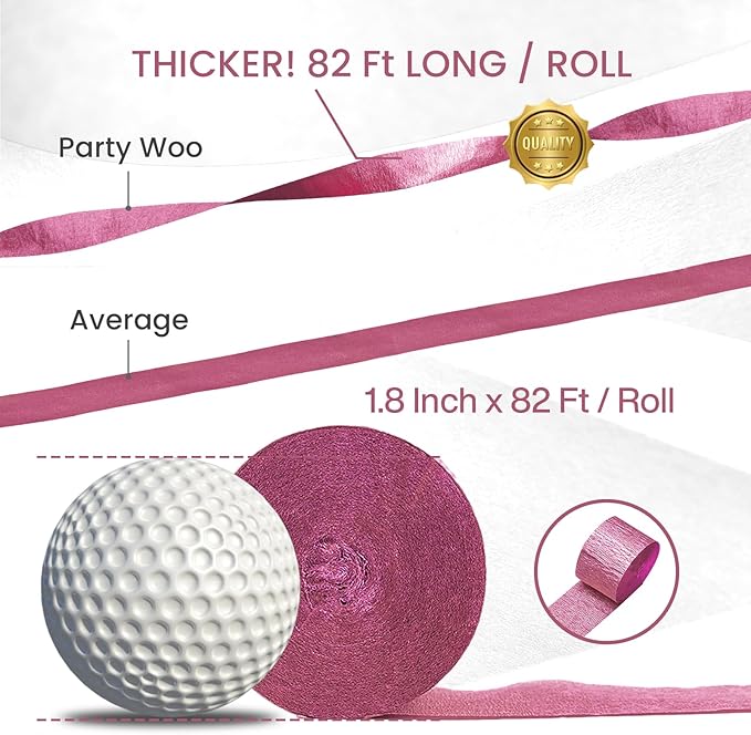PartyWoo Pink Crepe Paper Streamers 4 Rolls 328 ft Pack of Dusty Pink Crepe - Image 3