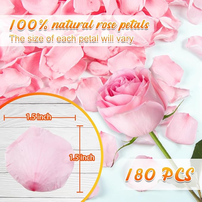 180 PCS Real Pink Dried Rose Petals Confetti - Image 3