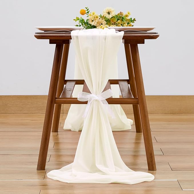 Wedding Arch Draping Fabric, 1 Panel 28" x 19Ft Ivory Arch Drapes Sheer - Image 8