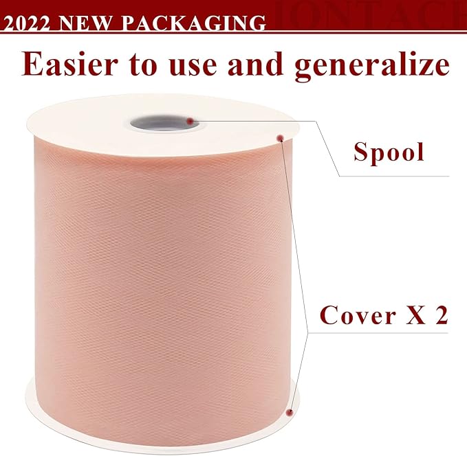 Blush Tulle Fabric Rolls 6 Inch by 200 Yards Fabric Spool Tulle Ribbon - Image 2