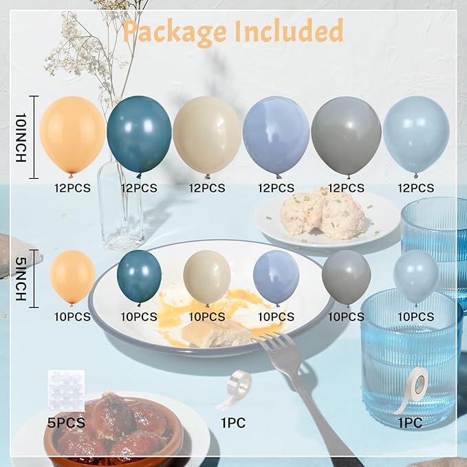Dusty Blue Balloon Arch Kit 139Pcs Slate Blue Grey Balloons Garland Neutral - Image 2