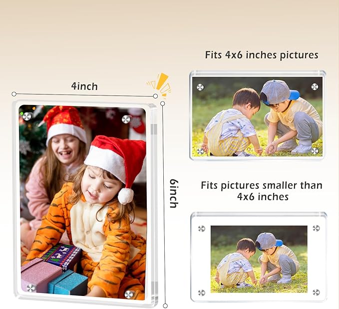 6 Pack Magnetic Picture Frames for Refrigerator 4x6, Acrylic Fridge Magnet Frame - Image 4