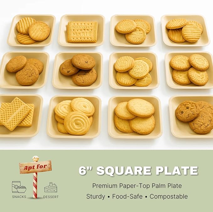 magnus EKO Kraftware | 6 Inch Square Plates 50 Pcs | Disposable Plates | Like - Image 4
