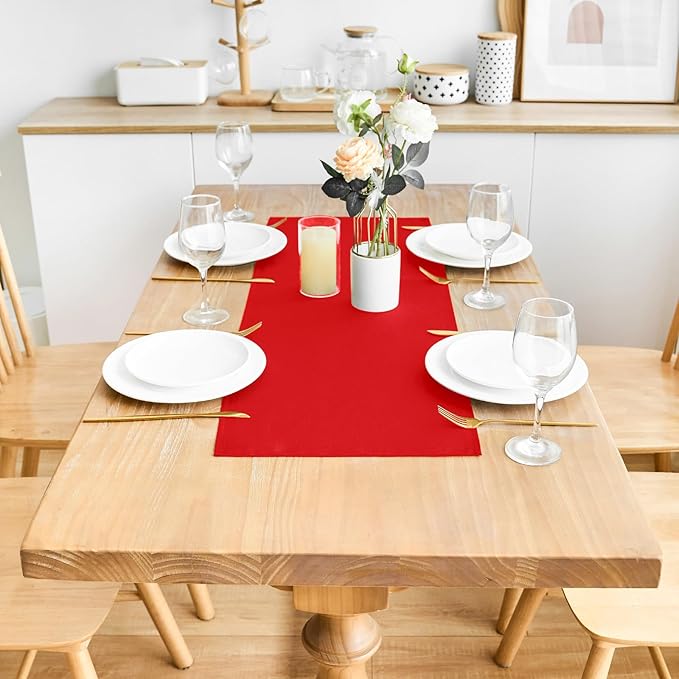 2 Pack Red Small Short Table Runner 12 x 24 Inch Solid Color Runners Coffee - Image 3