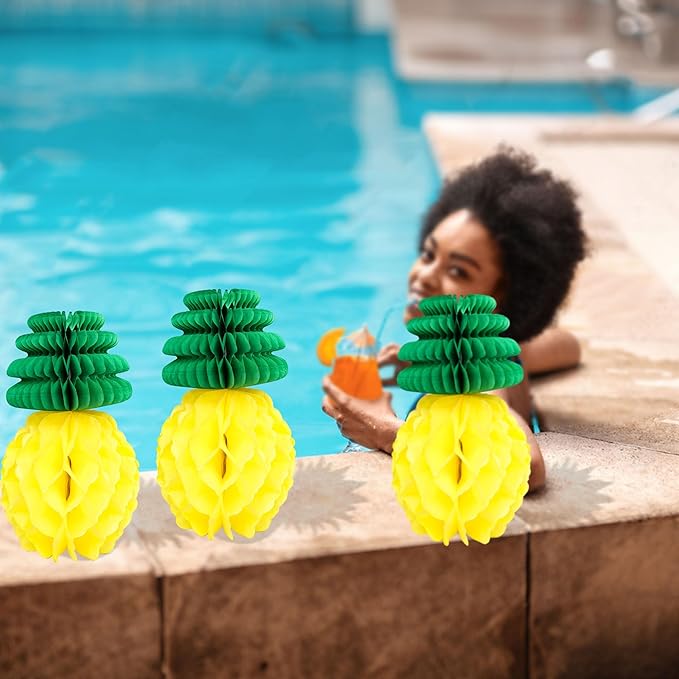 Gyufise 6Pcs Pineapple Honeycomb Centerpieces Tissue Paper Pineapple Table - Image 6