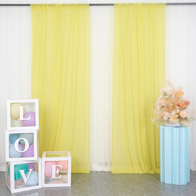 DUOBAO Yellow Chiffon Backdrop Curtains 108 Inches 2 Panels 29 Inch Width by DUOBAO