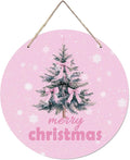CGBHW Pink Christmas Wooden Sign, Coquette Aesthetic Christmas Tree Xmas Bows by CGBHW
