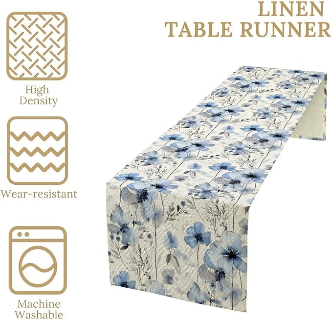 Watercolor Floral Table Runner, 13x108 Inch - Image 3