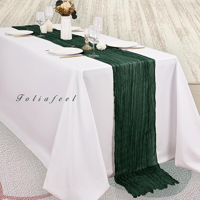 Emerald Green 12 Pack Cheesecloth Table Runner 10FT Boho Fabric Rustic Cheese - Image 4