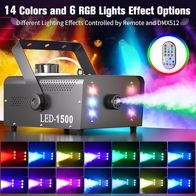 Fog Machine with 6 RGB LED Lights, 1500W Smoke Machine - Image 4