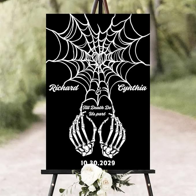 Halloween Wedding Welcome Sign, Gothic Welcome Sign Black Burgundy Wedding Sign by Mapileng%E2%84%A2