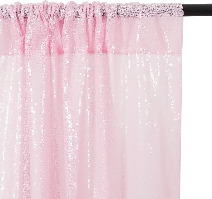 Eternal Beauty Sequin Backdrop Curtains, 2x8 Ft-2 Panels Pink Back Drop - Image 5