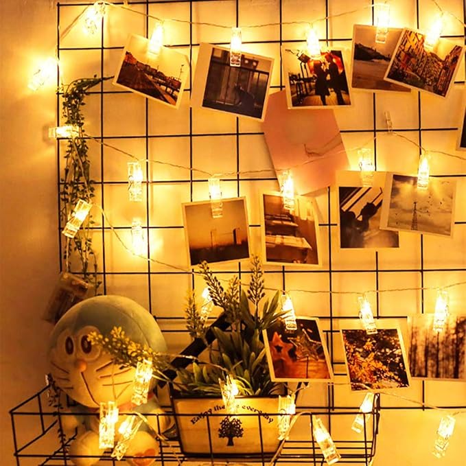Dopheuor LED Photo Clip Copper String Lights Starry Fairy Warm White Lights - Image 2
