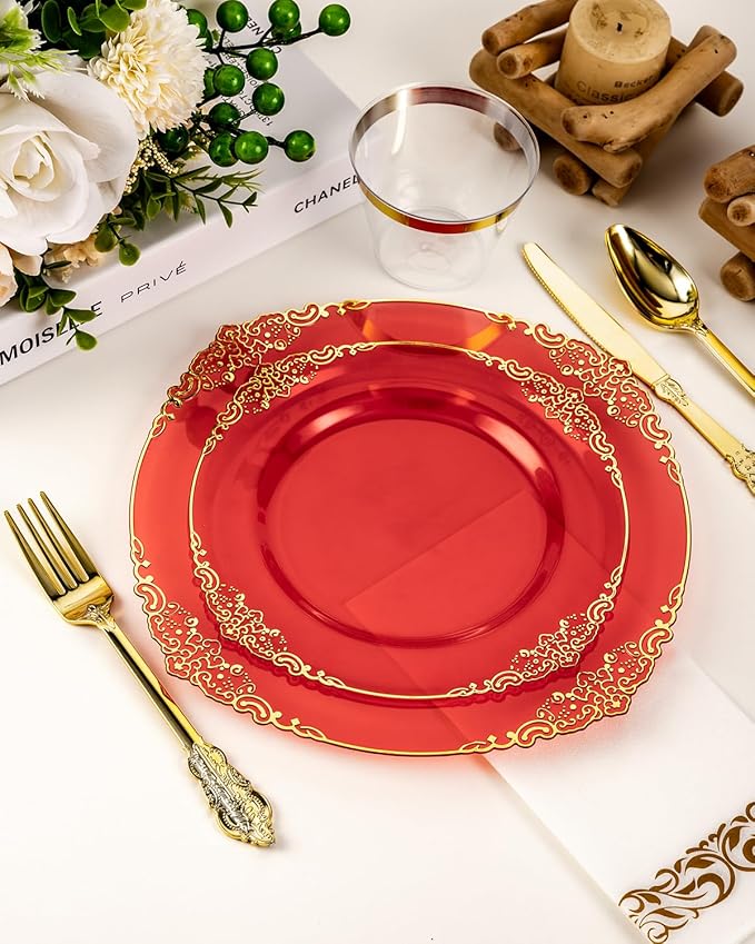 Goodluck 350 Piece Red Dinnerware Set - Image 5