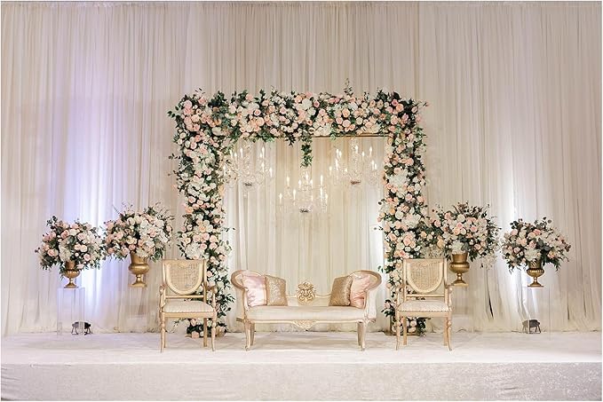 White Backdrop Curtains Wedding Background Drapes White Drapes - Image 5