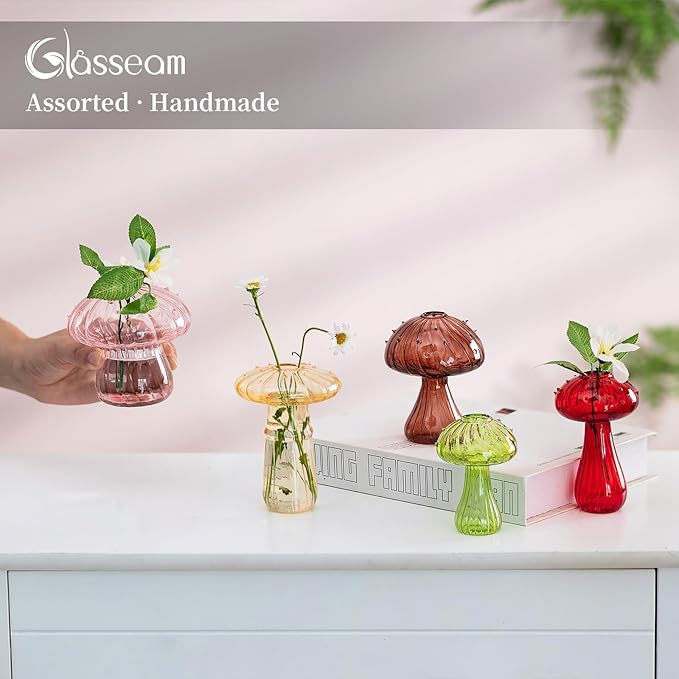 Glasseam Mushroom Planter Propagation Vase, Cute Hydroponic Small Planter - Image 3