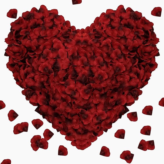 1000 Pieces Rose Petals, Artificial Silk Rose Petals, Dark Red Dot Black by Pyrrhiax