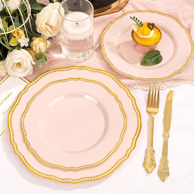 Hioasis 60pcs Pink Plastic Plates - Image 6
