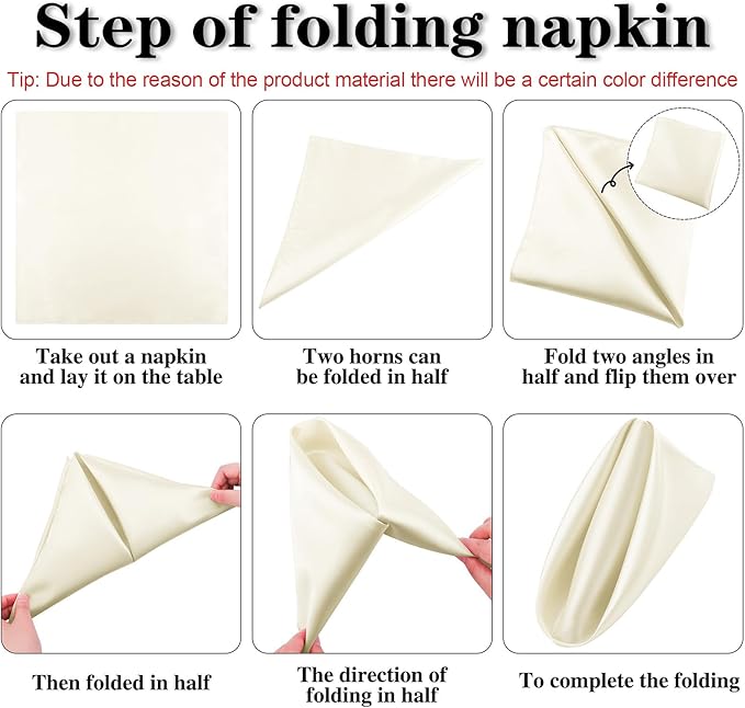 ANECO 12 Pieces Satin Napkins Soft Dinner Napkins Square Table Napkins 17 x 17 - Image 3