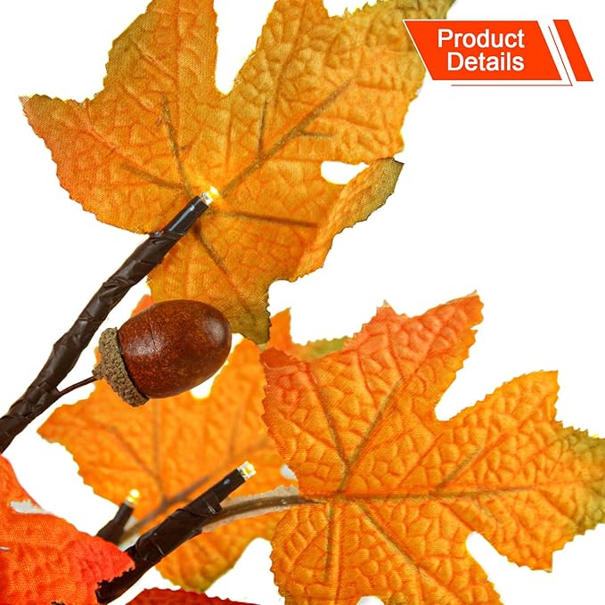 2 Pack 18 Inch Prelit Fall Maple Tree - Image 5
