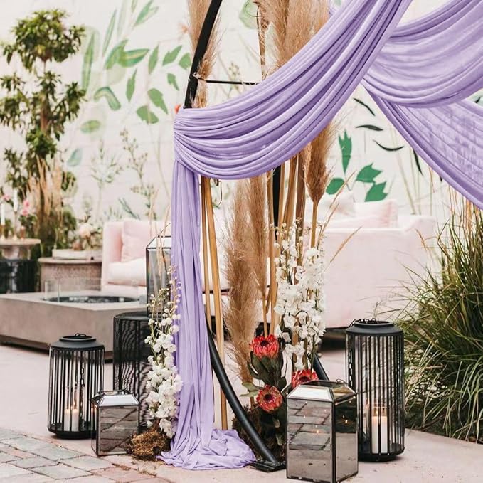 Wedding Arch Draping Fabric 1 Panel 30'' x 18FT Lilac Sheer Chiffon Arch Drapery - Image 6